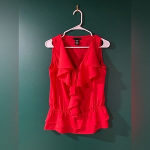 Red Ruffled Blouse